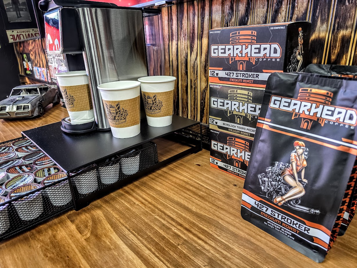 Fresh coffee at Hotrod Fades